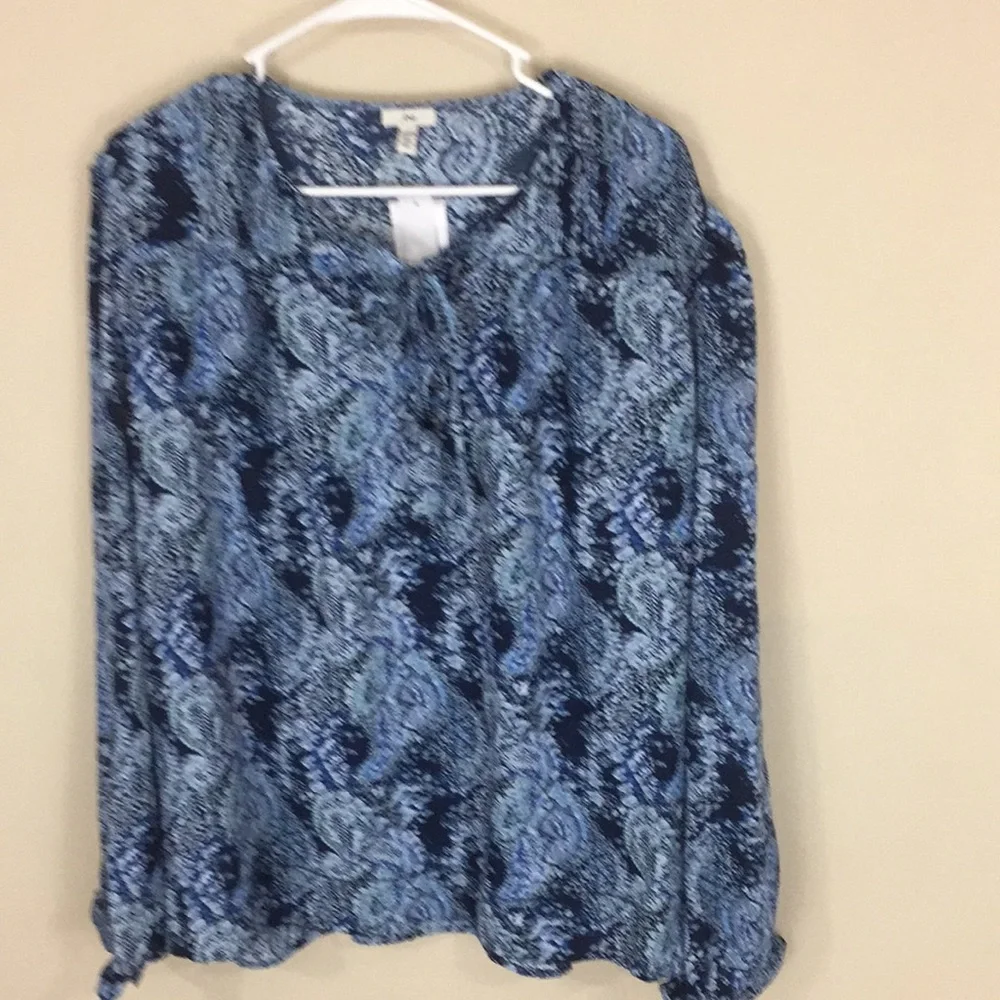 Joie  Blue Parisian Paisley Peasant Top Size XX-Large NWT